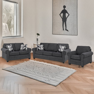 Ensemble de canapé et causeuse en tissu Belford, gris