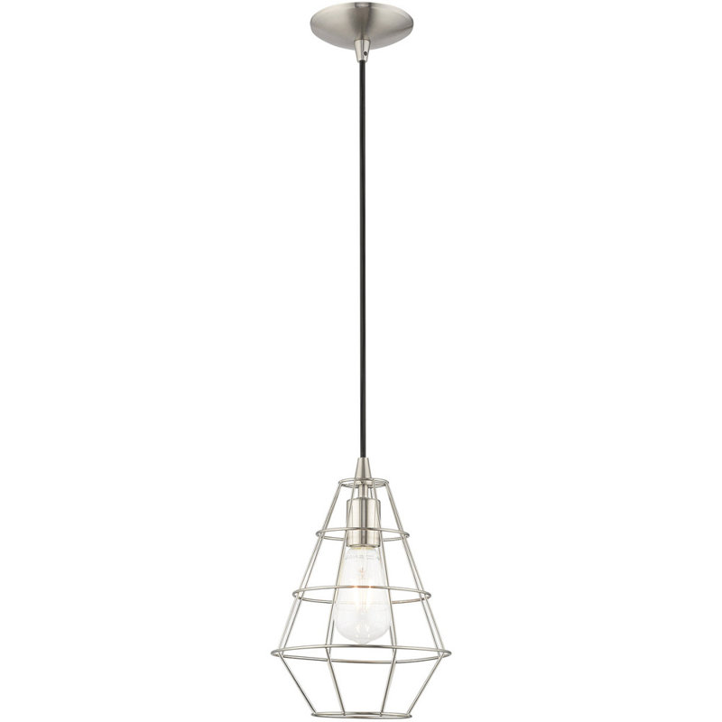 Luminaire suspendu sphère 1 lumière, Nickel brossé / noir, Nickel brossé