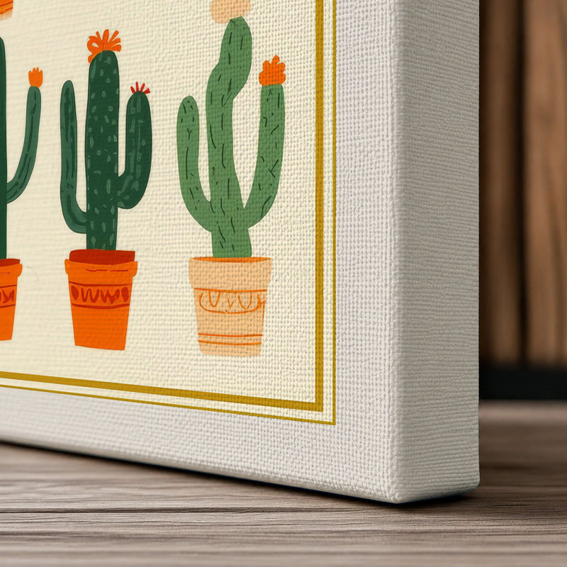 Cactus Collection Botanical - Wrapped Canvas, 24x16 - 61.0 x 40.6 cm, Cream Border