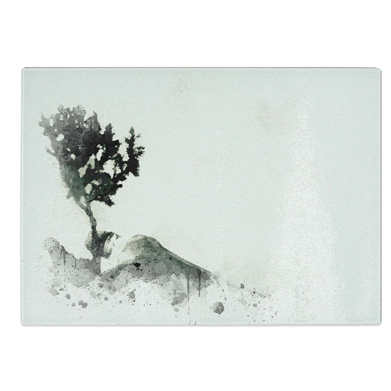 Glass Growing Bonsai Tree in Abstract Chopping Board, 39 cm W x 28.5 cm L