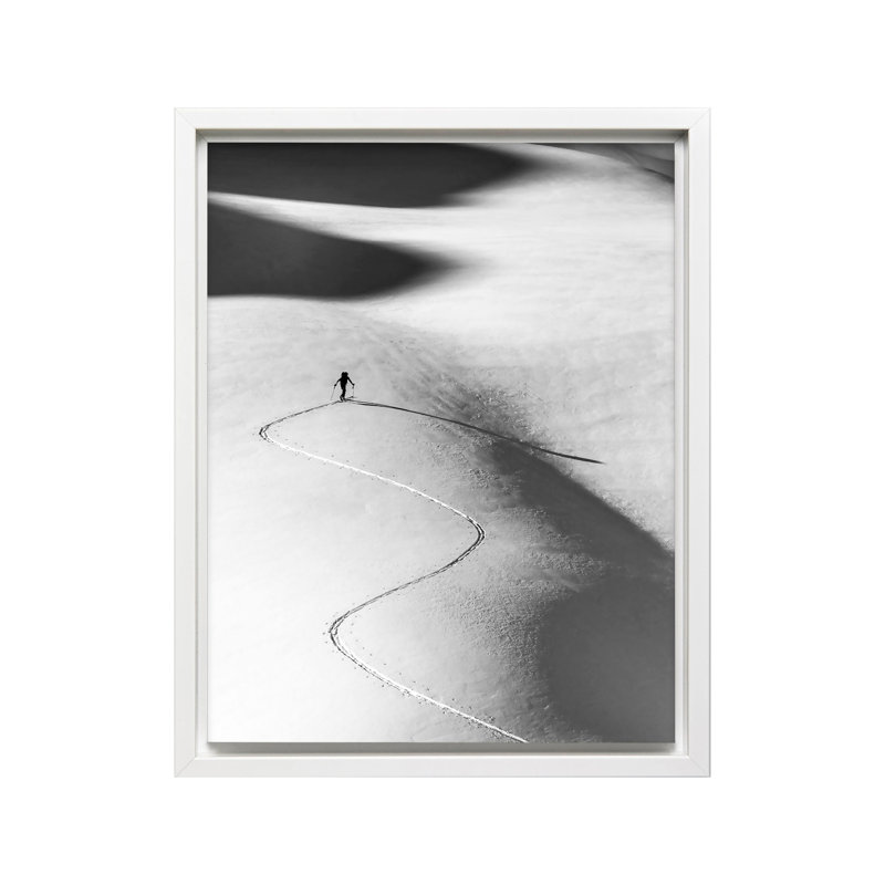 Hiver, neige, ski, Canvas, White Framed, 16"H x 20"W