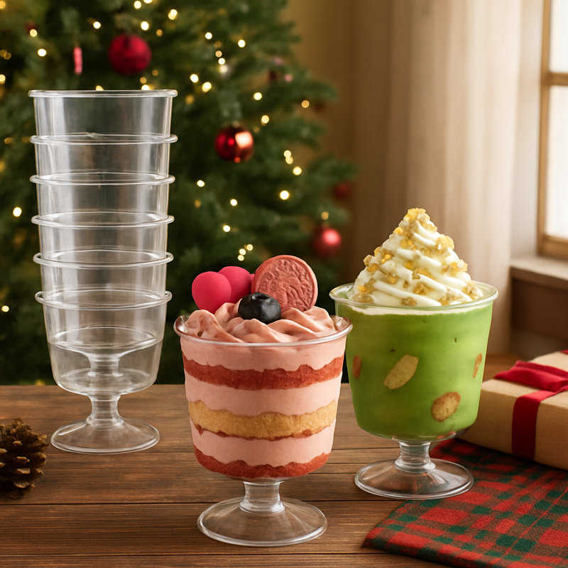 Ensemble de 5 bols à dessert en plastique jetables 5 oz avec cuillères, Ensemble de 300