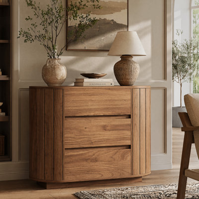 Chic Engineered Wood Nightstand With 3 Spacious Drawers