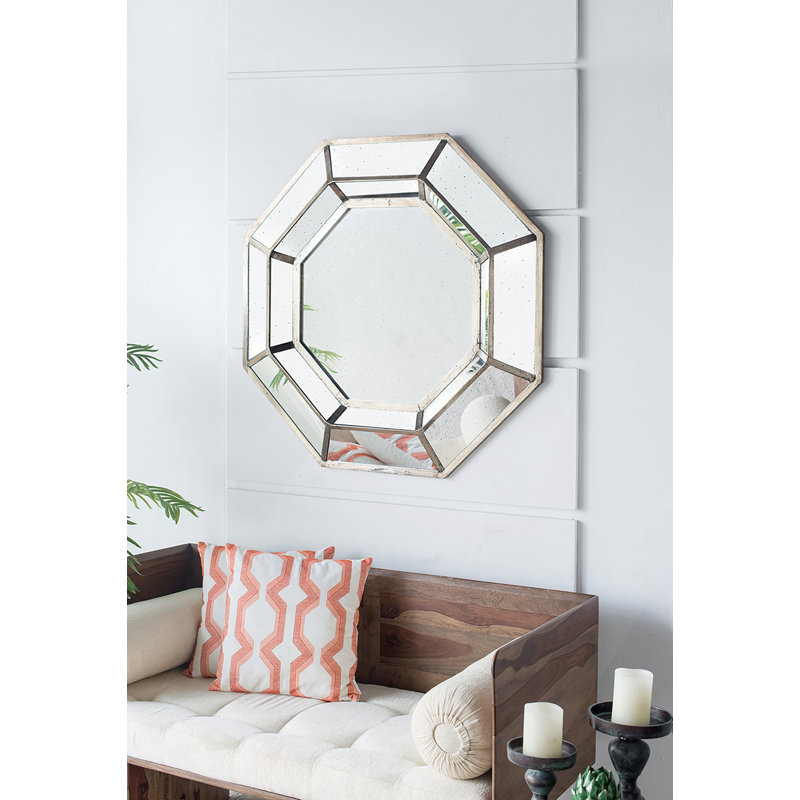 Miroir octogonal surdimensionné argenté