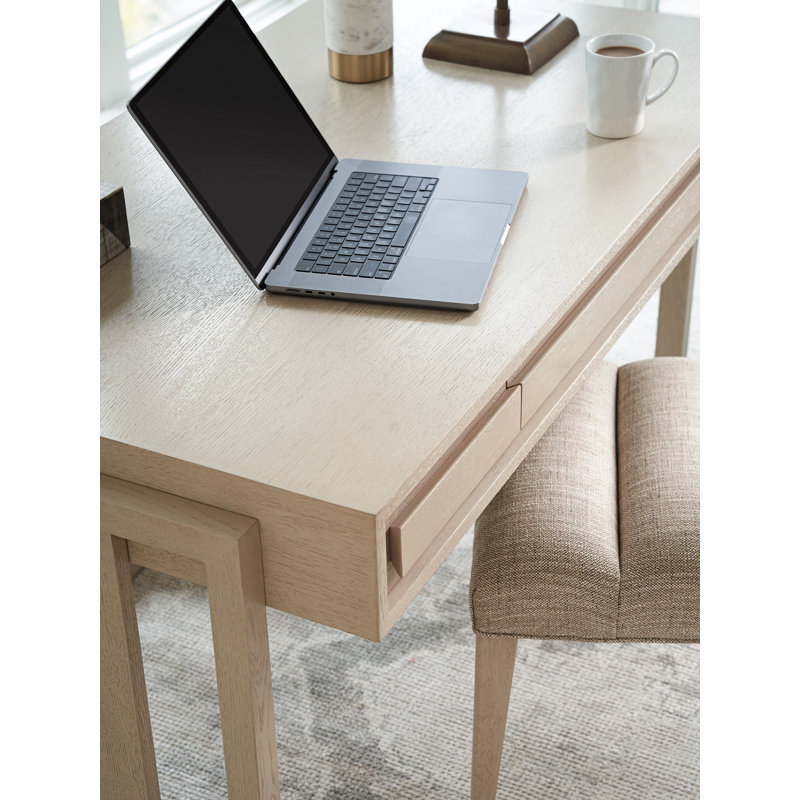 Beige Oak Contemporary Writing Desk with Drawer