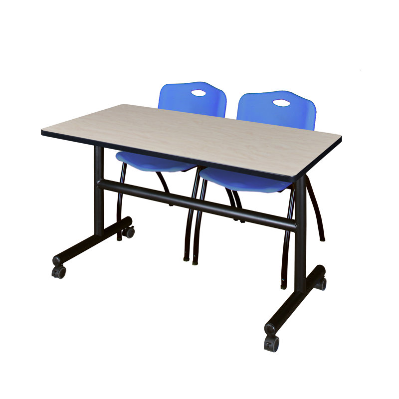 Table de nidification Nickls, 2 chaises empilables, Érable / Bleu, H 29 po x l 48 po x P 24 po
