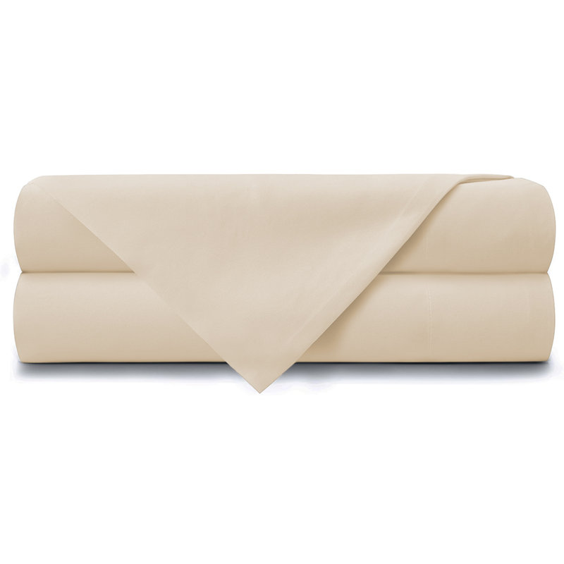 Super Soft Egyptian-Quality Cotton Brushed Flat Sheet, Cream, Double Flat Sheet