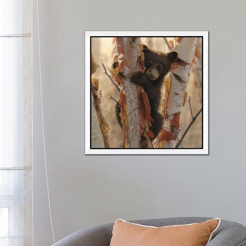 Bear Cub II - Painting on Canvas, White Floater Framed, 66.04 cm H x 66.04 cm W x 1.91 cm D
