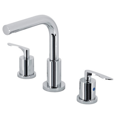 Kingston Brass Serena Two-Handle 3-Hole Deck Mount Widespread Bathroom Faucet with Brass Pop-Up Drain