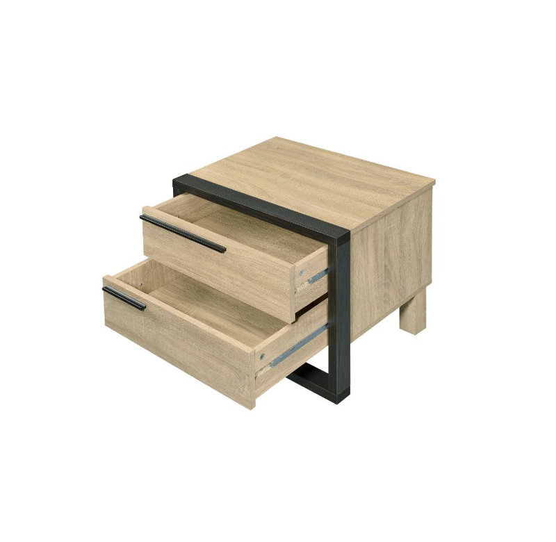 Larrabee Oak and Black 2-drawer Accent Table