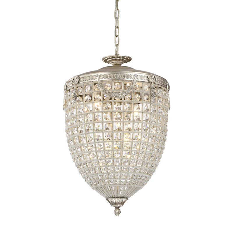 Silver Crystal 27" Tiered Chandelier Pendant Light
