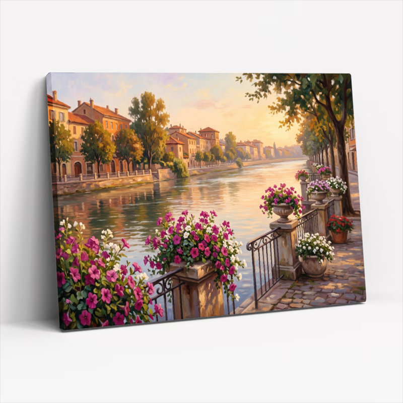 Natural Wood Framed,Canvas Wall Art for Living Room, Bedroom, Office or Entryway – Decorative Wall Decor with River Scene