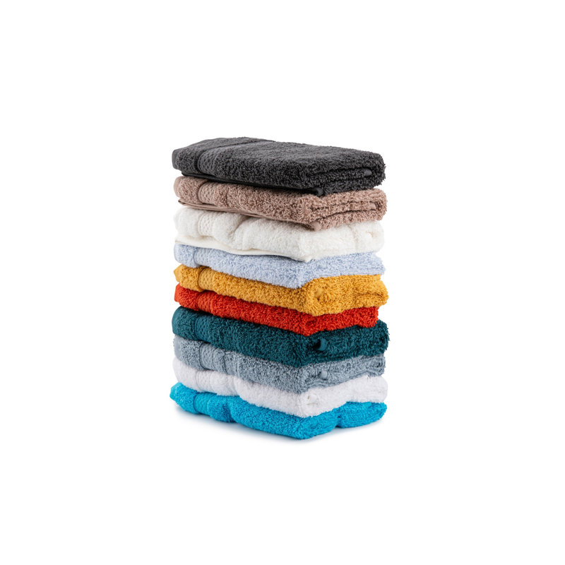 Ensemble de serviettes luxueuses 10 pièces, 100% coton, 11,8 po x 21,7 po | 500 g / m², doux et absorbant | Comprend turquoise, blanc, gris clair, vert foncé, terra, moutarde, bleu, gris foncé, brun, écru | Lavable à la machine