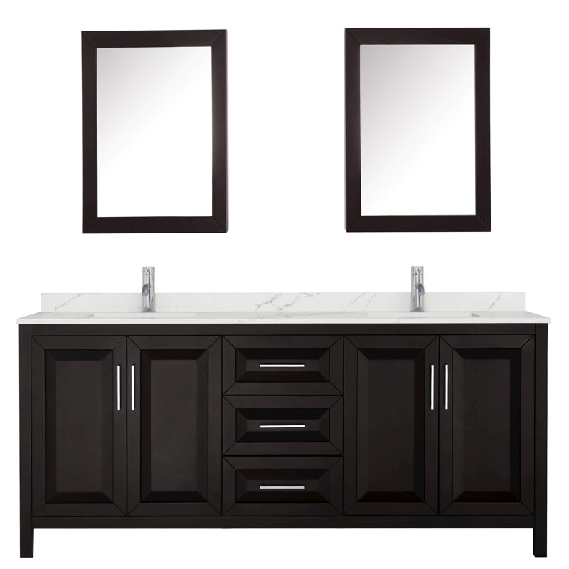 Daria 80'' W Vanity, Giotto Quartz, Brown, Polished Chrome