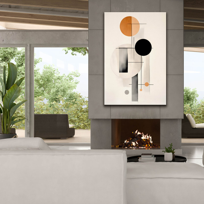 «Black and Tan Geometric 1» par Petals Prints Design, H 60 po x l 40 po x P 1,5 po