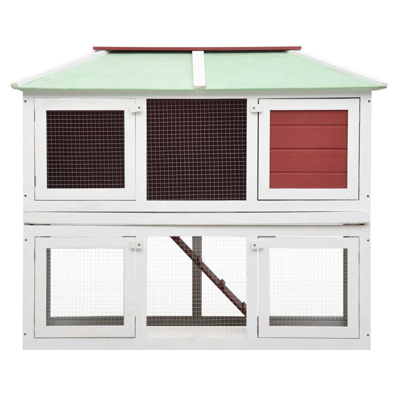 Alina Weather Resistant Rabbit Hutch, Red/White