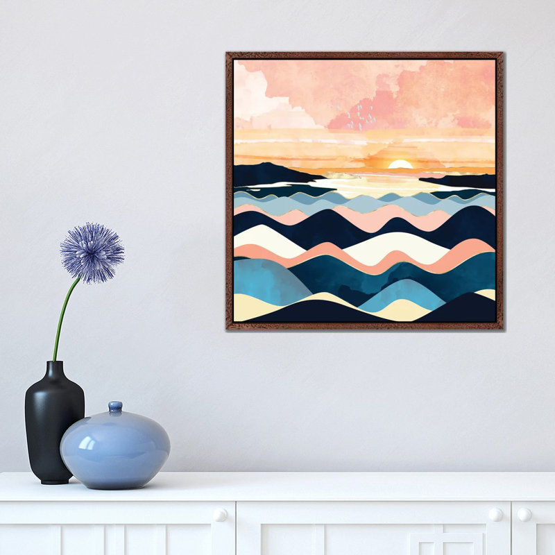 Autumn Ocean - Print on Canvas, 45.72 cm H x 45.72 cm W, Classic Brown Wood Framed