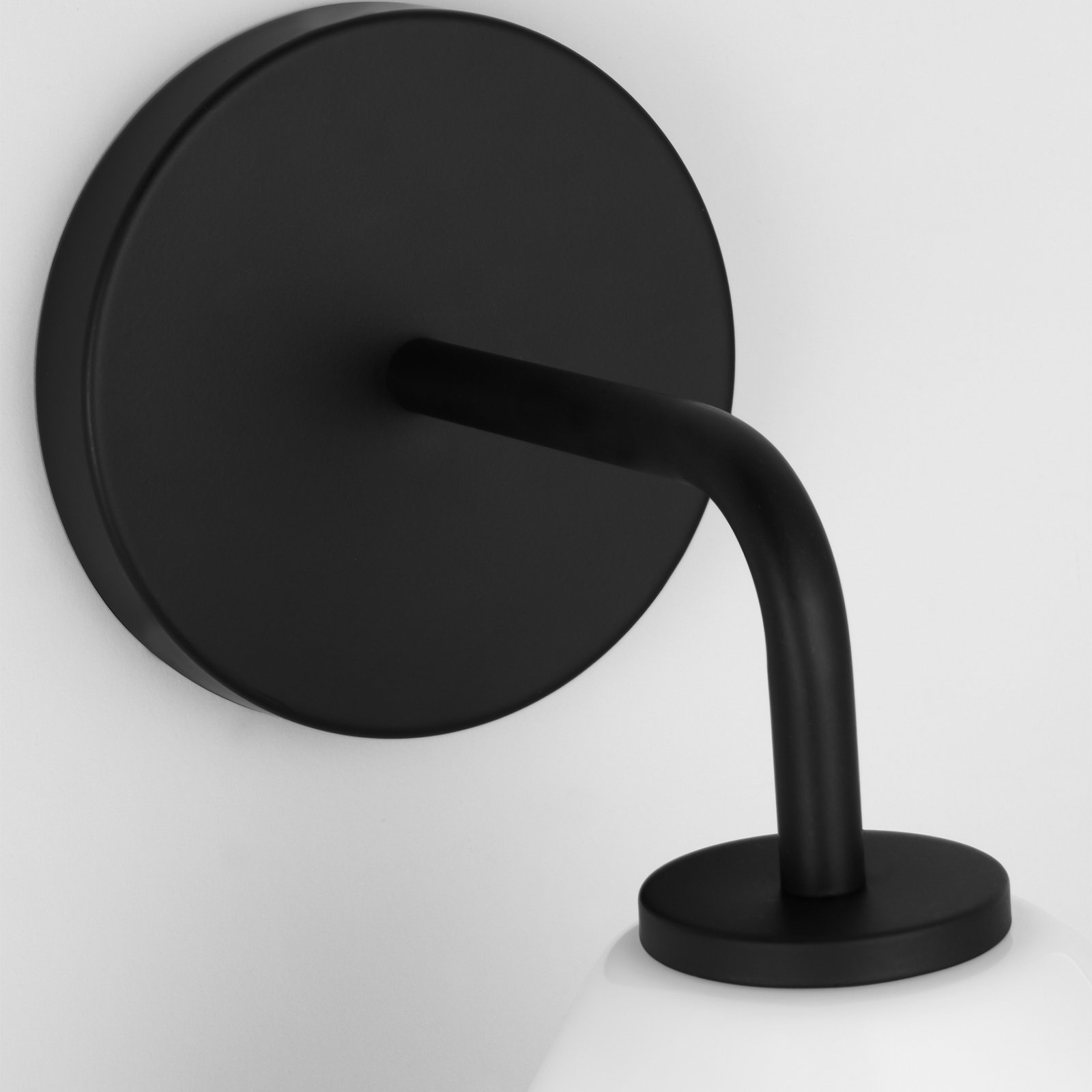 Rooks Single Light Dimmable Armed Sconce, Midnight Black, White