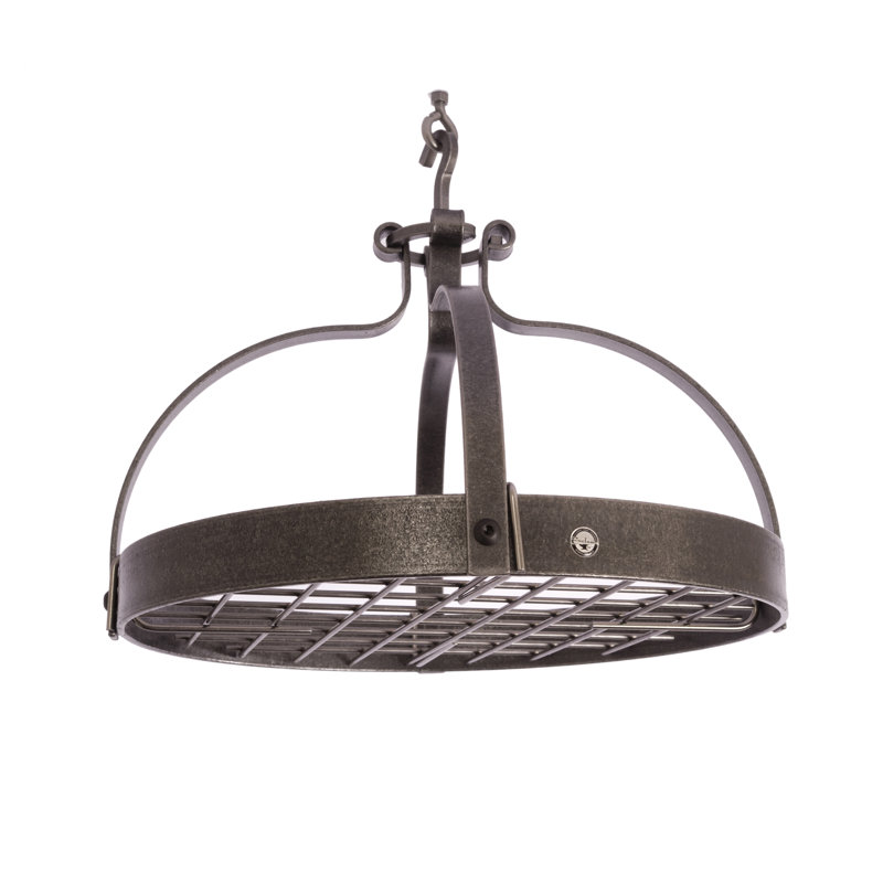 Hammered Steel Round Dutch Crown Ceiling Pot Rack