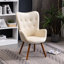 Chaise en velours blanc avec capitonnage à boutons - Pieds en bois massif, rembourrage en mousse luxueuse, rembourrage-940076120