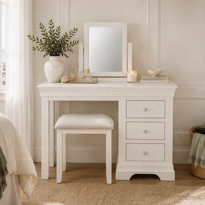 Sevyn Assembled Dressing Table with Mirror and Seat and Storage Included