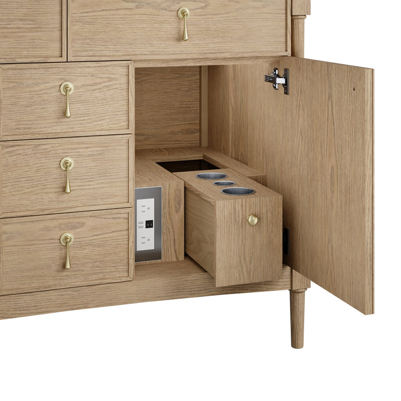 Kinnsden 48" W Single Vanity, Lime Delight Silestone, 8" Widespread, Weathered Oak