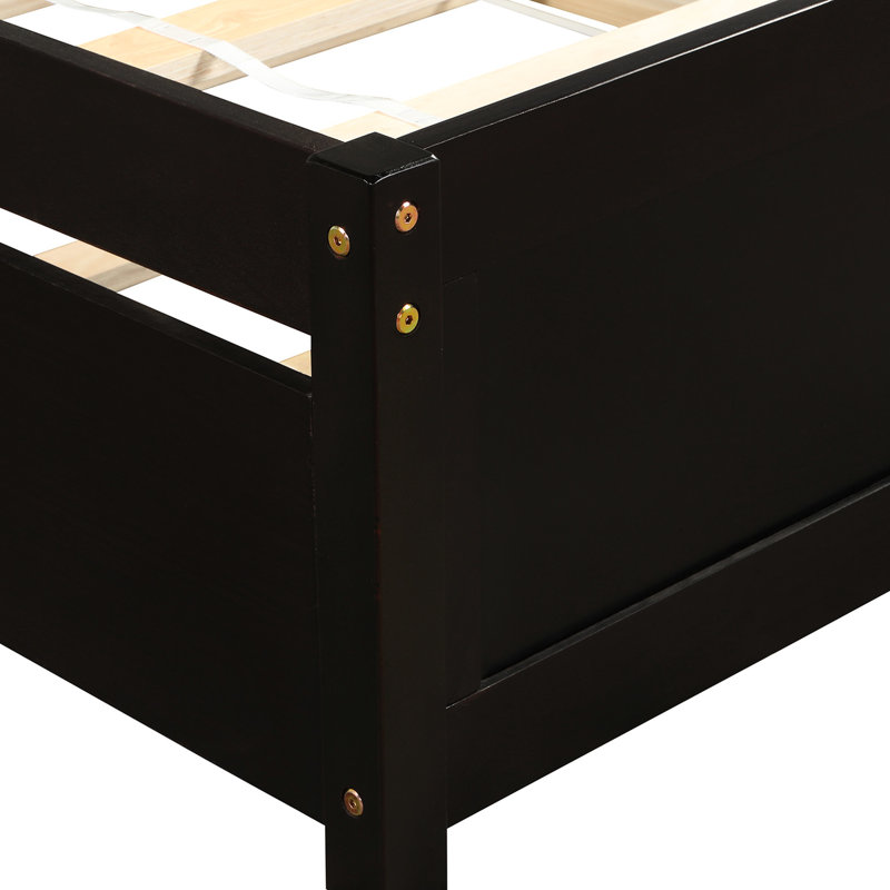 Lit plateforme simple en bois massif avec lit gigogne - Maximisez la fonctionnalité de votre chambre à coucher, Espresso