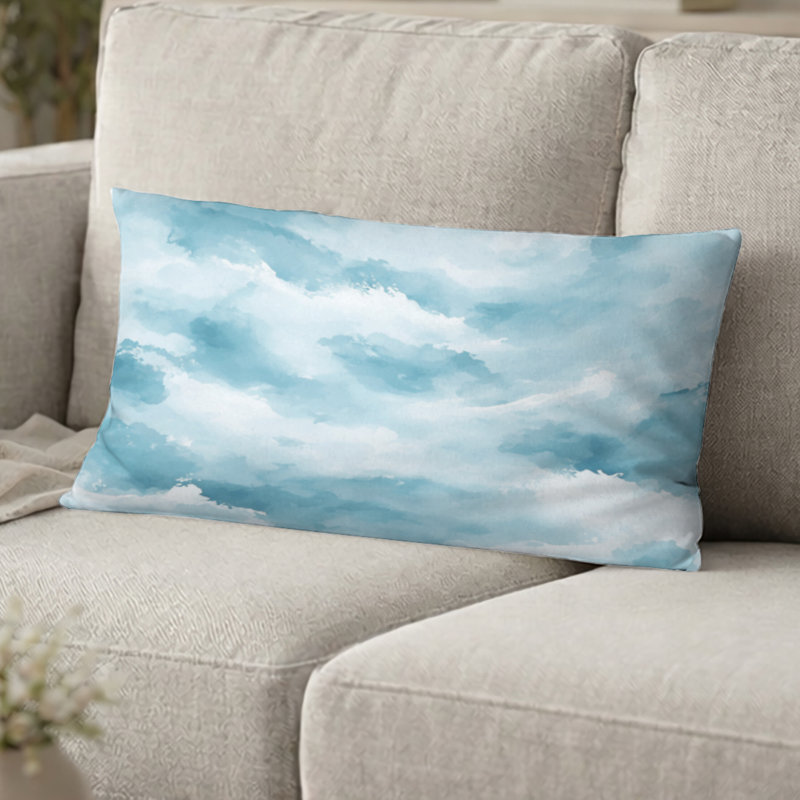 Coussin décoratif abstrait pour la plage - Brume de plage, H 12 po x l 20 po