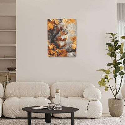 «Fall Squirrel», art mural sur toile 12 po x 16 po