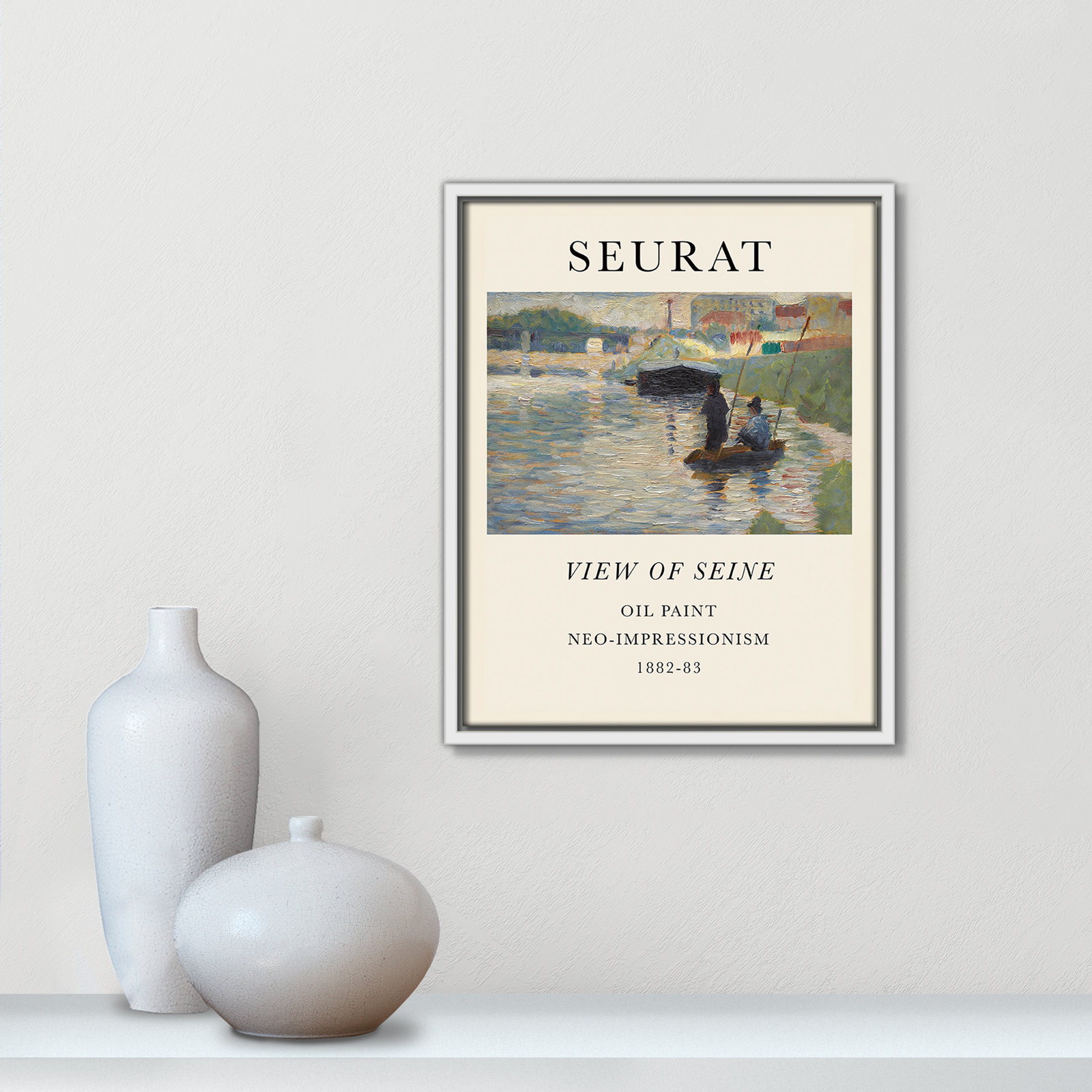 Old Masters Collection "View of Seine" Print, No, 15.5" H x 12.5" W x 2" D, White Floater Frame