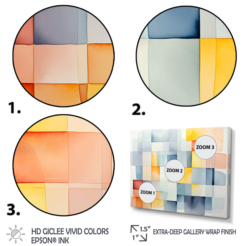 Multicolor Cubes Patterns V - Geometric Wall Art, Gold Closed Corner Framed, 30" H x 40" W x 1.5" D