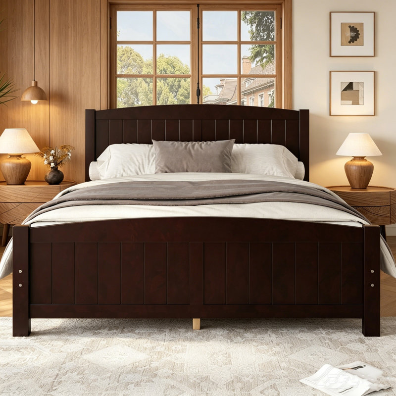 Lit plateforme, lit plateforme en bois massif avec lattes de soutien, tête et pied de lit, aucun sommier nécessaire, cadre de lit en bois pour chambre et appartement, blanc et noir