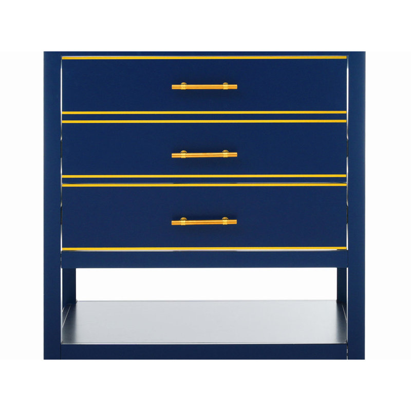 Meuble-lavabo durable (lavabo non inclus), meuble-lavabo classique en bois avec 3 tiroirs et tablette ouverte, Bleu