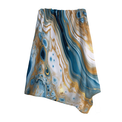 Blue And White Marble Dreams - Abstract Throw Blanket