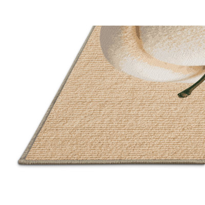 Washable Peach White Fruits Area Rug