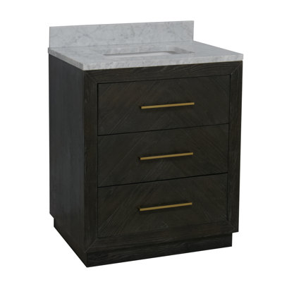 Ensemble de meuble-lavabo simple 30 po avec comptoir en chêne foncé Rumalda