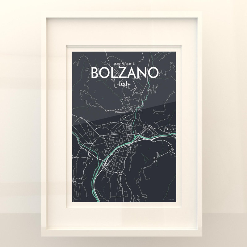 Bolzano City Map In Dream - No Frame Print, 24cm H x 18cm W x 0.05cm D