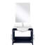 24 po L x P 22 po. Meuble-lavabo bleu marine, comptoir en quartz blanc, miroir 18 po et robinet - teinture Scratch pour une fiabilité et une longévité à long terme