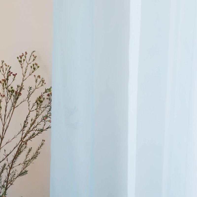 Rod Pocket Sheer Voile Curtain (Set Of 2), White, 38" W x 54" L