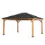 Pavillon de jardin d'extérieur en cèdre avec toit rigide en acier noir et toit en polycarbonate de 13 pi x 15 pi Sunjoy Mavis-992005421