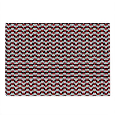 Ambesonne Geometric Cutting Board Large Size Bicolor Oval Shapes Vermilion Grey White