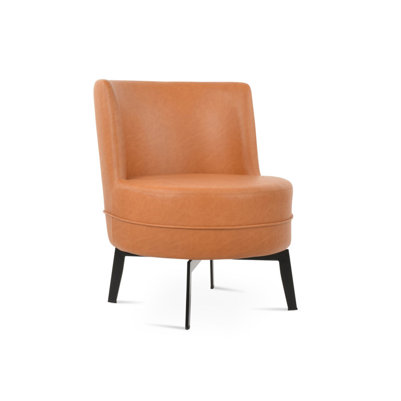 Hilton 24.5" Wide Barrel Chair, Caramel Faux Leather