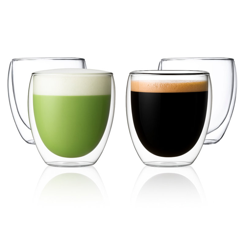 Ensemble de tasses à café en verre à double paroi 12 oz (ensemble de 4), 8,5 oz.