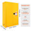 Armoire de sécurité pour liquides inflammables en acier laminé à froid 45 gallons, antidéflagrant 42,9 x 18,1 x 65,2 po avec 2 tablettes réglables et 2 portes manuelles à usage industriel, jaune