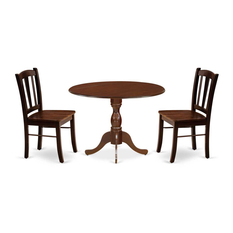 Ensemble de table de salle à manger 5 pièces moderne comprenant une table ronde en bois avec Dropleaf et 4 chaises de salle à manger en acajou