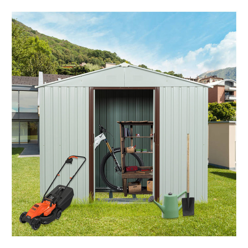 6Ft X 5Ft Outdoor Metal Storage Shed With Metal Foundation ,White