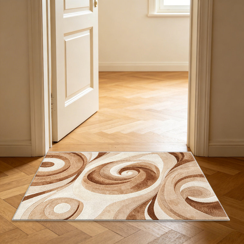 Beige Swirl Abstract carpet-easy to clean, machine-washable, soft and comfortable; suitable for door mats, kitchens, living rooms, bedrooms, corridors, and laundry areas. Easy to clean, durable carpet for home decoration.