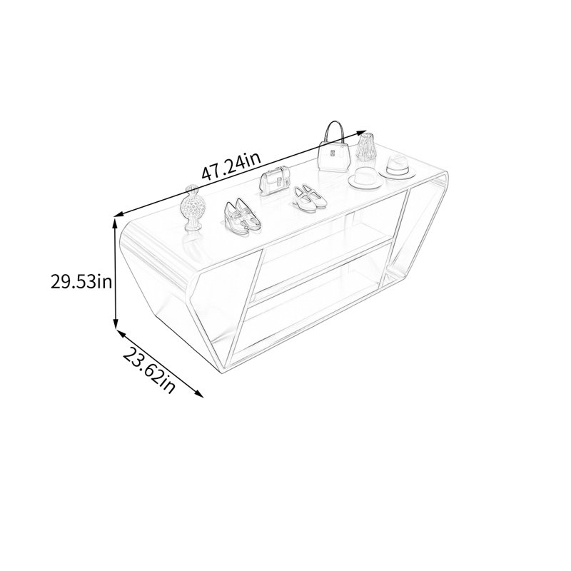 Table de présentation géométrique en acier inoxydable, H 29,53 po x l 47,24 po x P 23,62 po