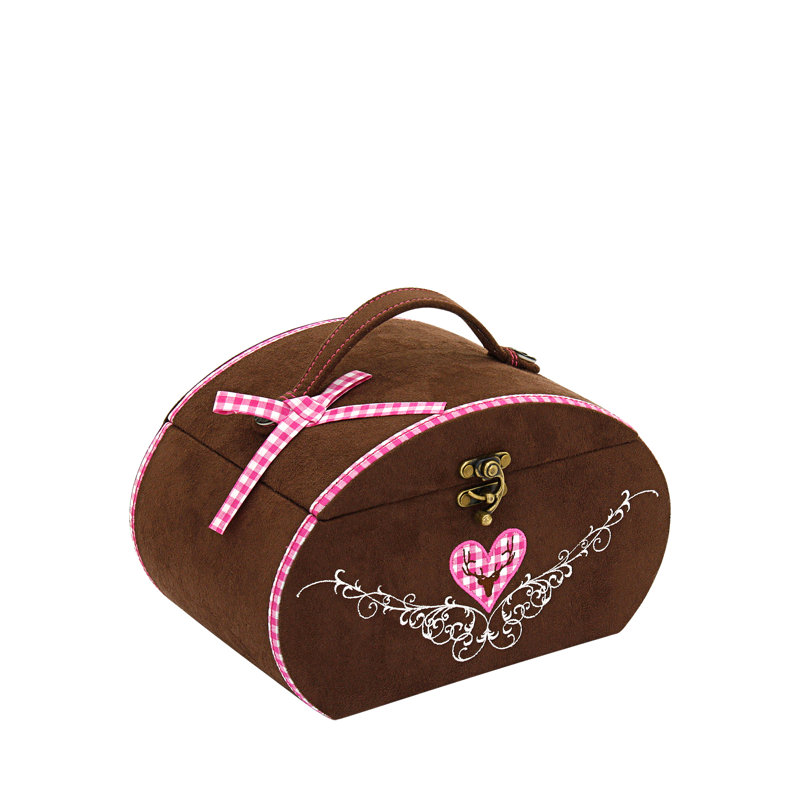 Bavaria Jewellery Box + Mirror, Brown/Red
