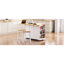 Îlot de cuisine blanc de 53 po avec 2 tabourets, prise de courant intégrée, 5 tiroirs mobiles, support de rangement interne, abattant, 3 tiroirs pour la salle à manger classique et classique, connecteur d'entrée de 53 po, portatif-120265865-120265864